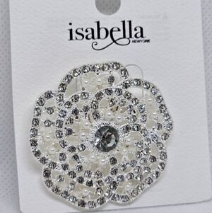 Camellia Silver Crystal Brooch
